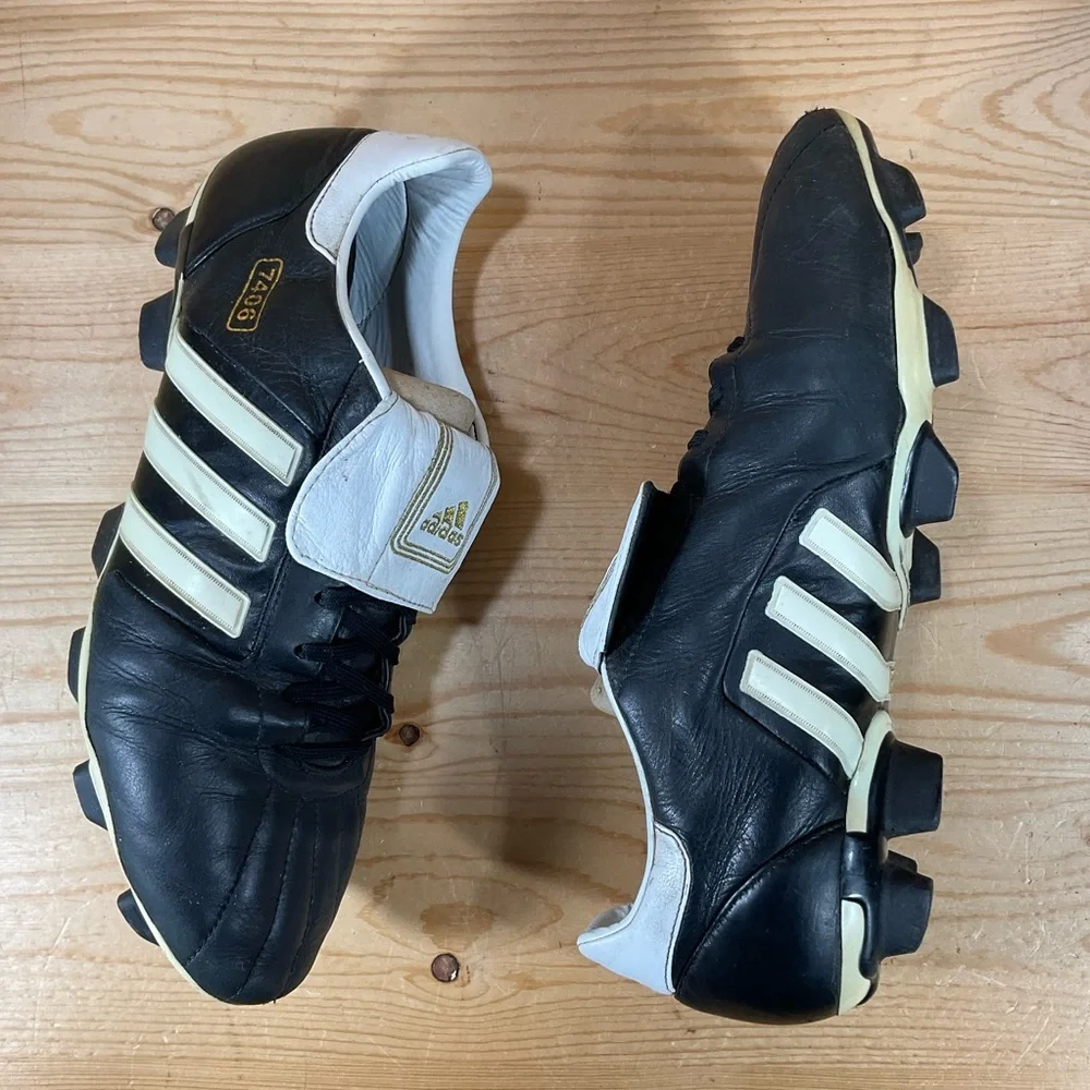 VTG Adidas 7406 FG Leather Soccer Cleats Men’s 11 Black White Football 807938